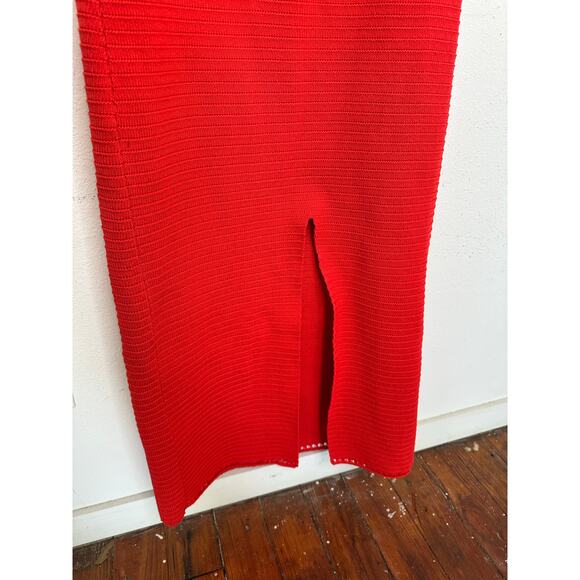 RONNY KOBO Red Orange Crochet V-Neck Open Back Tie Dress Size Medium - Picture 13 of 15